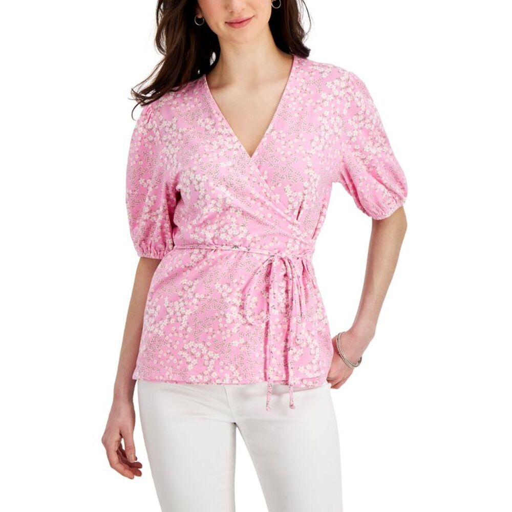 Charter Club Womens Printed Wrap Top